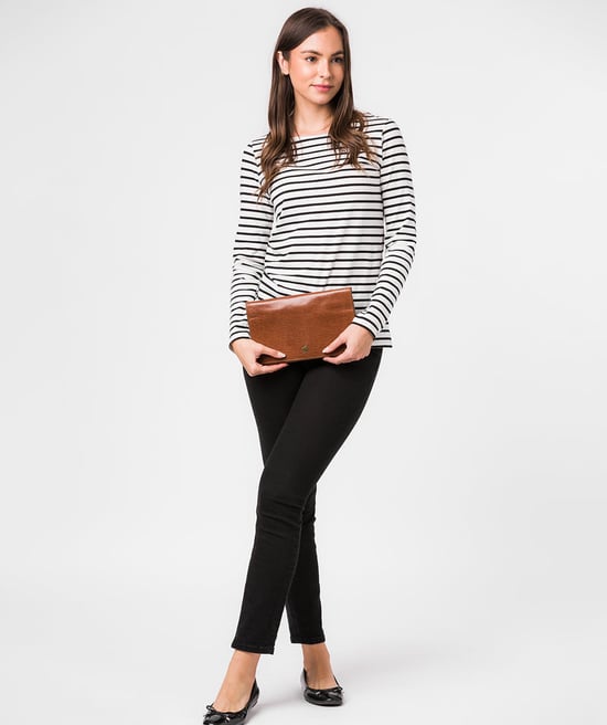 'Cherish' Dark Tan Leather Clutch Bag - Image 2