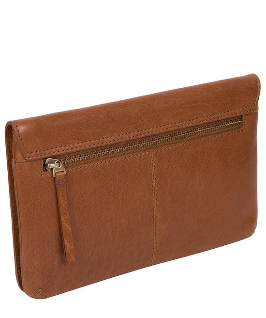 'Cherish' Dark Tan Leather Clutch Bag - Image 3