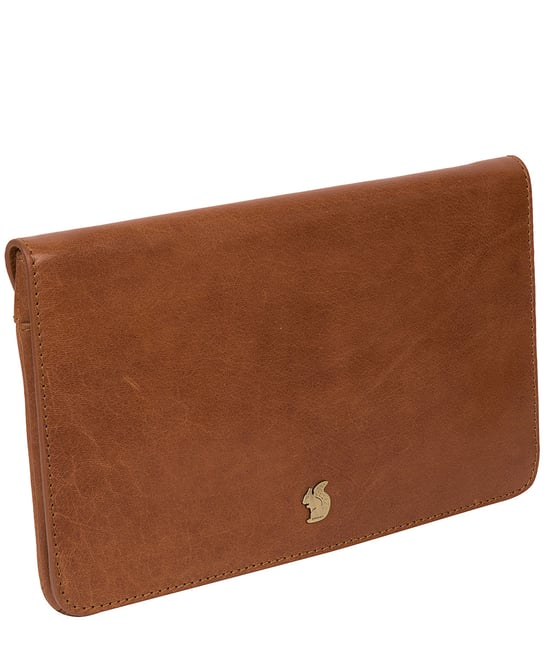 'Cherish' Dark Tan Leather Clutch Bag - Image 5