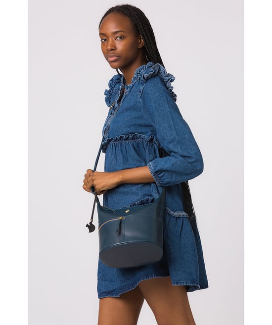 'Little Kristin' Snorkel Blue Leather Shoulder Bag - Image 2