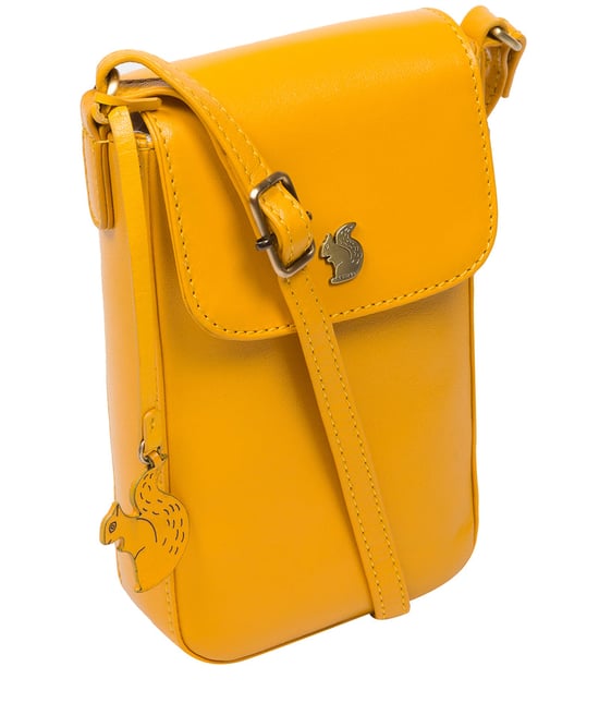 'Buzz' Lemon Drop Leather Cross Body Phone Bag - Image 5