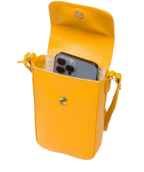 'Buzz' Lemon Drop Leather Cross Body Phone Bag - Image 6