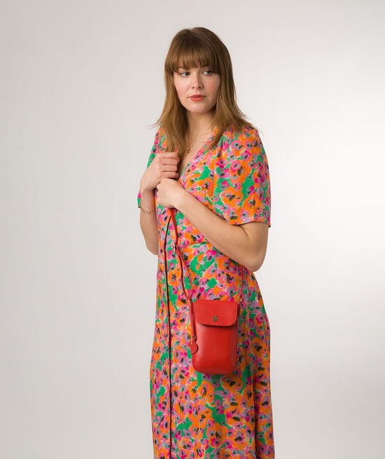 'Buzz' Orangeade Leather Cross Body Phone Bag - Image 6