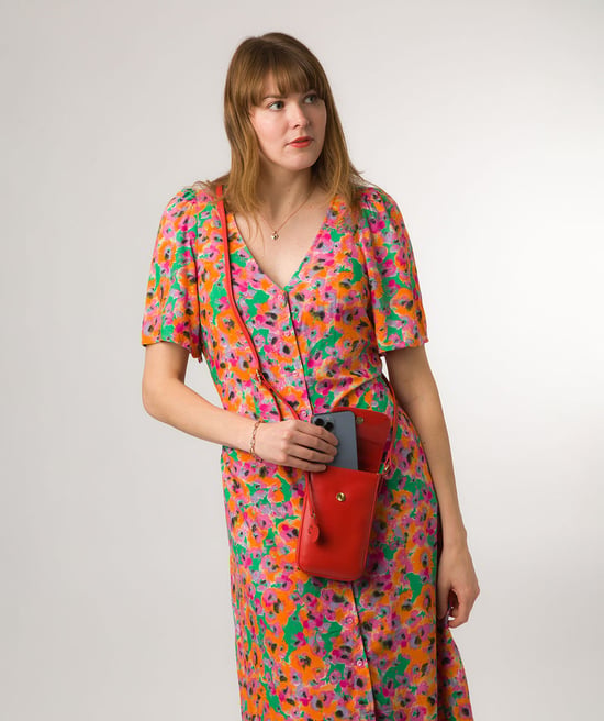 'Buzz' Orangeade Leather Cross Body Phone Bag - Image 1