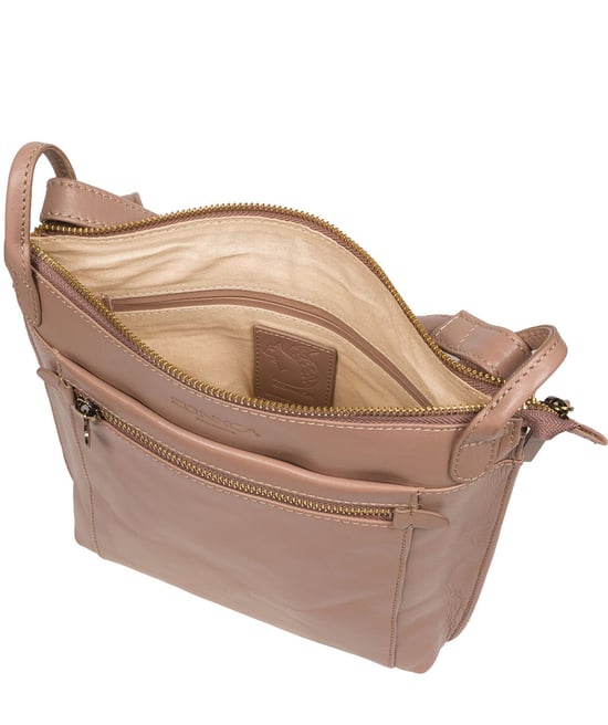 'Rego' Natural Taupe Leather Cross Body Bag - Image 5