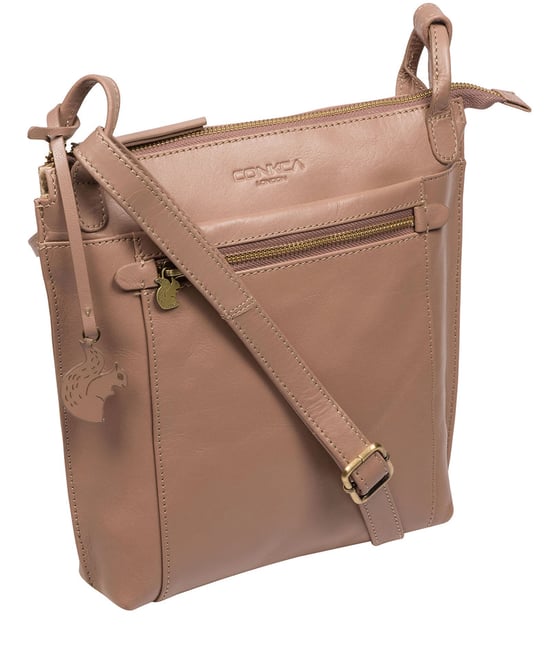 'Rego' Natural Taupe Leather Cross Body Bag - Image 6