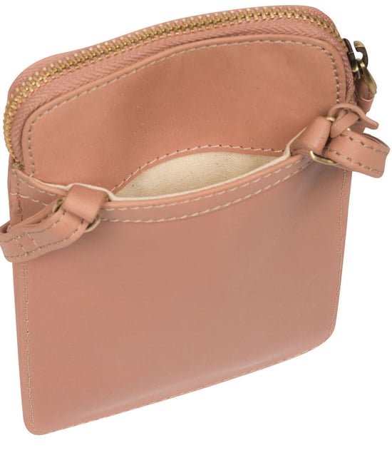 'Bambino' Subtle Pink Leather Cross Body Phone Bag - Image 5