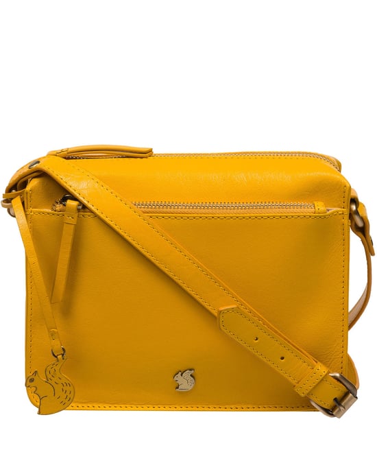 'Aurora' Lemon Drop Leather Cross Body Bag - Image 2