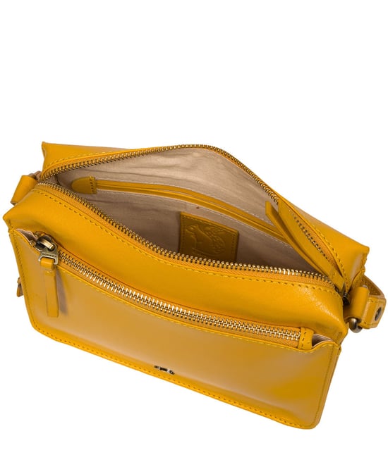 'Aurora' Lemon Drop Leather Cross Body Bag - Image 5