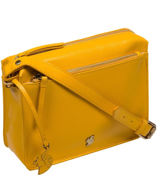 'Aurora' Lemon Drop Leather Cross Body Bag - Image 6