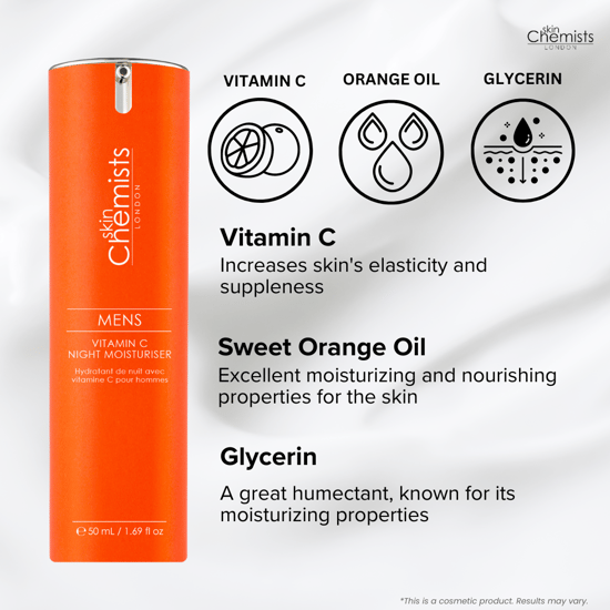 skinChemists Mannen Vitamin C Nachtvochtinbrengende Crème 50ml - Image 2