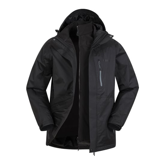 Mountain Warehouse Mens Bracken Extreme 3 i 1 vattentät jacka (Svart) - Image 1