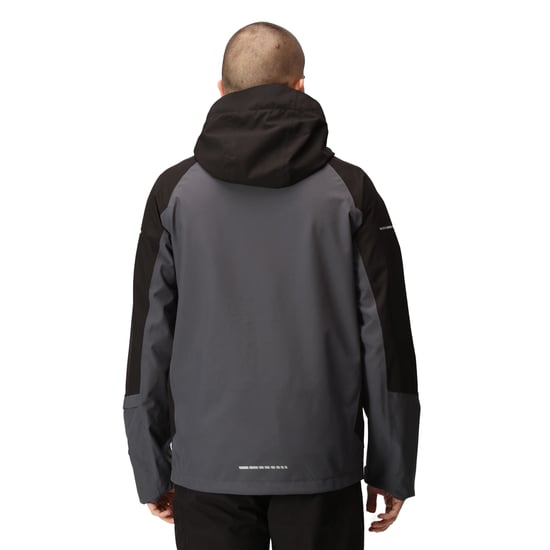 Regatta Mens X-Pro Beacon Contrast Detail Waterproof Jacket (Seal Grey/Black) - Image 4