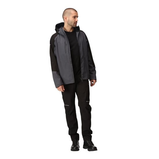 Regatta Mens X-Pro Beacon Contrast Detail Waterproof Jacket (Seal Grey/Black) - Image 5