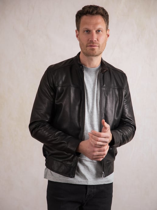 Cotehall Leather Jacket in Black - Image 1