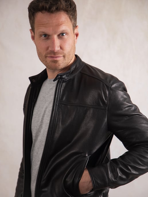 Cotehall Leather Jacket in Black - Image 2