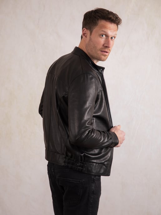 Cotehall Leather Jacket in Black - Image 3
