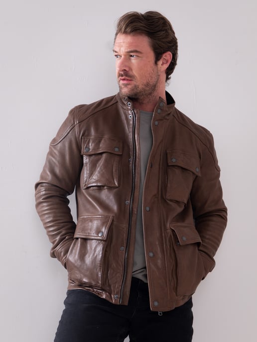 Strickton Leather Jacket in Brown - Image 4