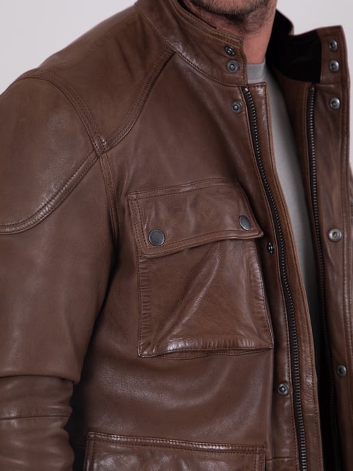 Strickton Leather Jacket in Brown - Image 5