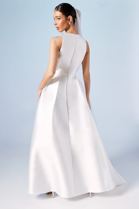 Plunge Neck Bow Waist Maxi Dress With Pockets - Image 3
