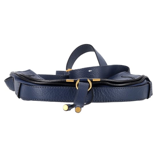 Chloé Marcie Saddle Bag in Navy Blue Grained Calf Leather - Image 2