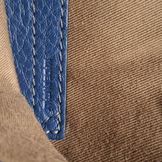 Chloé Marcie Saddle Bag in Navy Blue Grained Calf Leather - Image 5