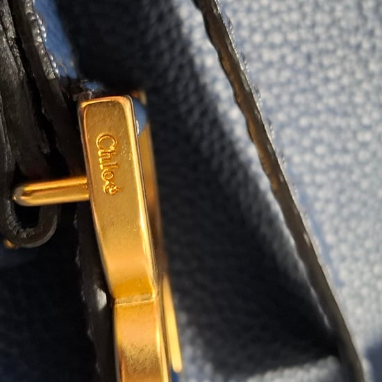 Chloé Marcie Saddle Bag in Navy Blue Grained Calf Leather - Image 6