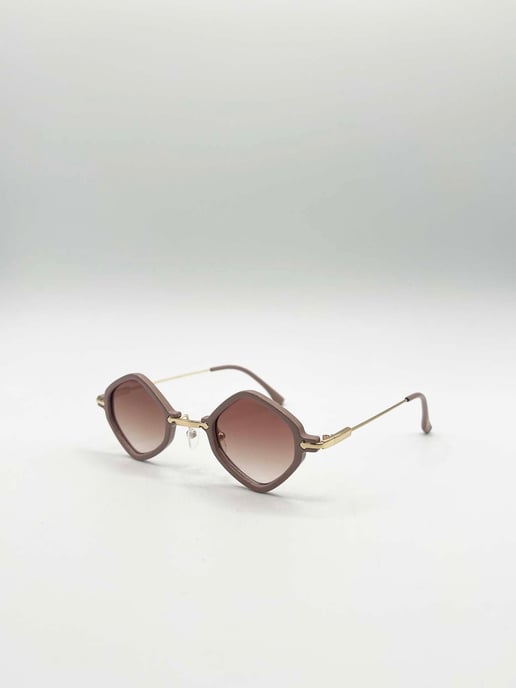 Diamond Shape Sunglasses in Nude - Image 2