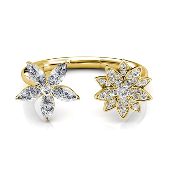 Broderlig Bloom Ring - Guld och Kristall - Image 2