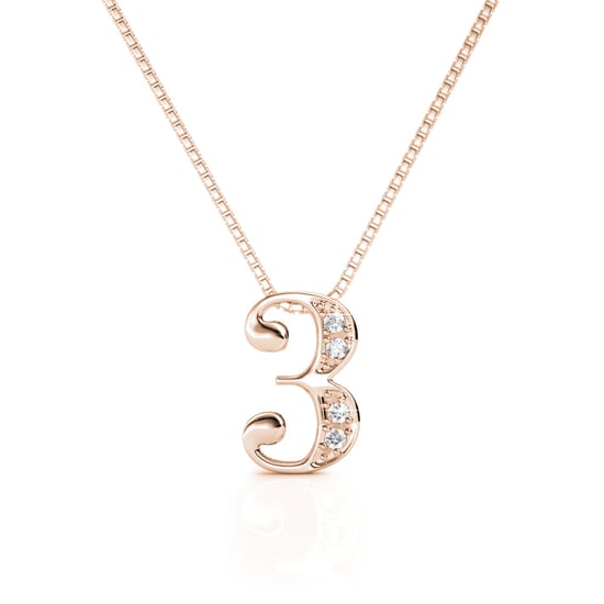 Nummer 3 Hängen - Rose Gold och Crystal - Image 1