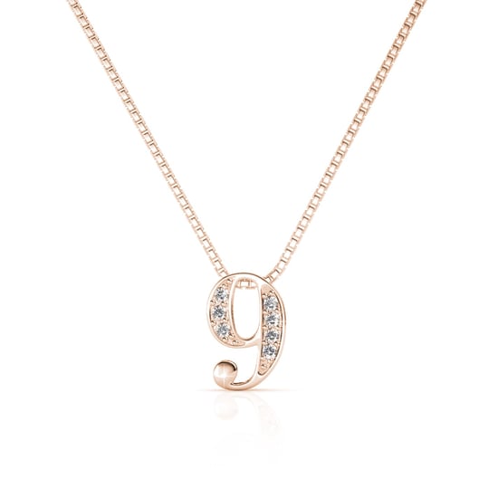 Nummer 9 Hängen - Rose Gold och Crystal - Image 1