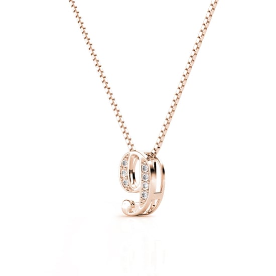 Nummer 9 Hängen - Rose Gold och Crystal - Image 3