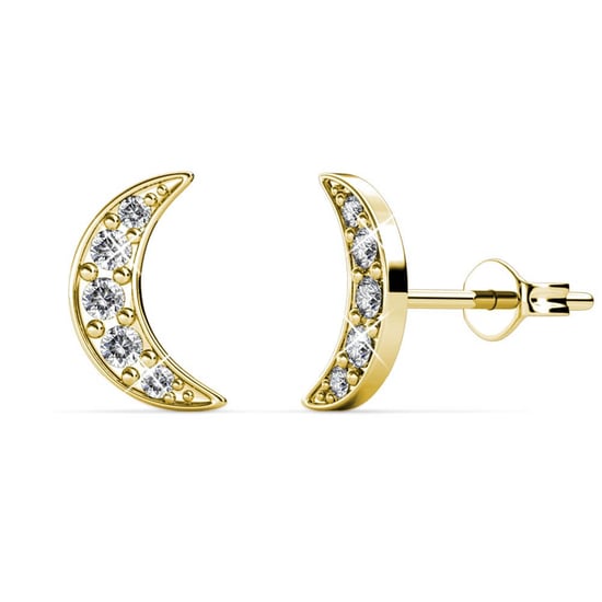 Crescent Moon Örhängen - Guld och Kristall - Image 1