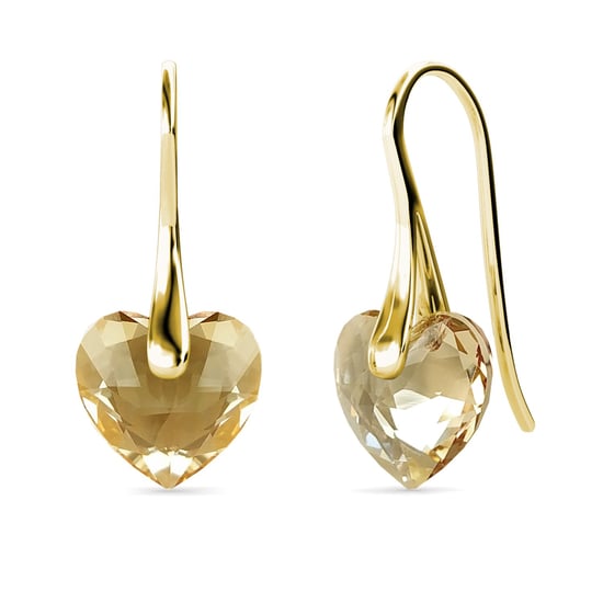 Kristallen Hart Oorbellen - Goud en Amber - Image 1