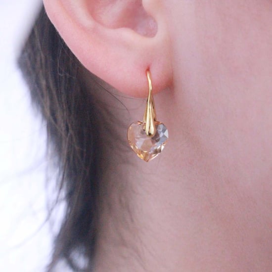 Kristallen Hart Oorbellen - Goud en Amber - Image 2