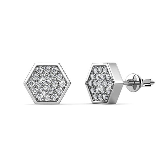 Hexagon örhängen - Silver och Kristall - Image 1