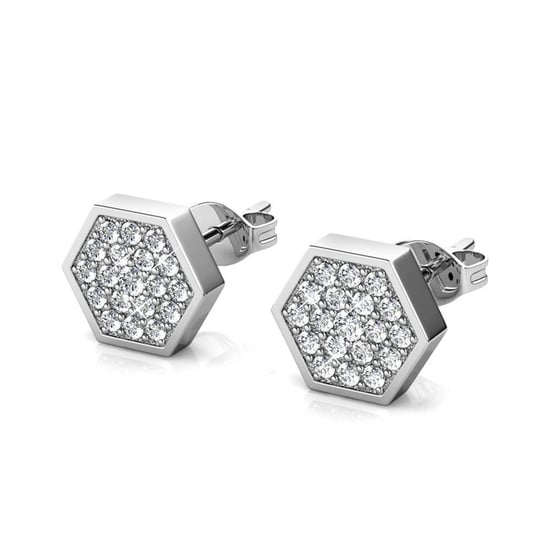 Hexagon örhängen - Silver och Kristall - Image 4