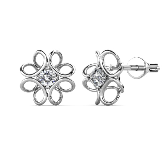 Daffodil Earrings - Silver and Crystal - Image 1