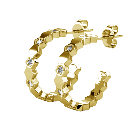 Böjda örhängen - guld och kristall - Image 3
