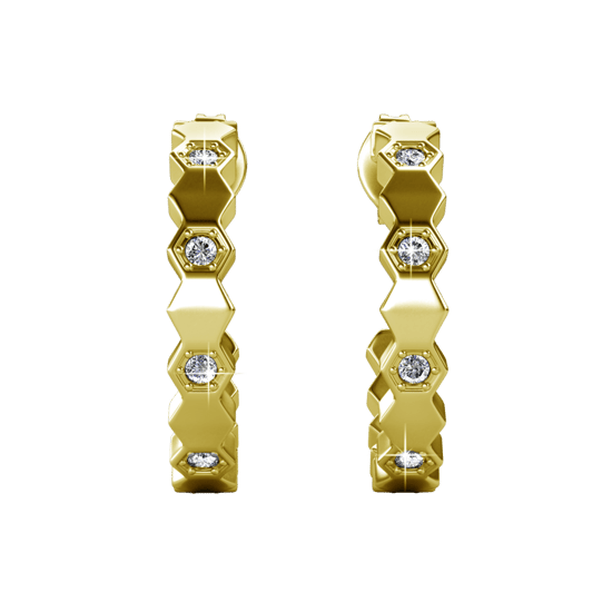 Böjda örhängen - guld och kristall - Image 4
