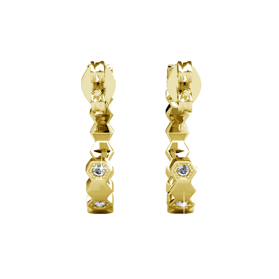 Böjda örhängen - guld och kristall - Image 5