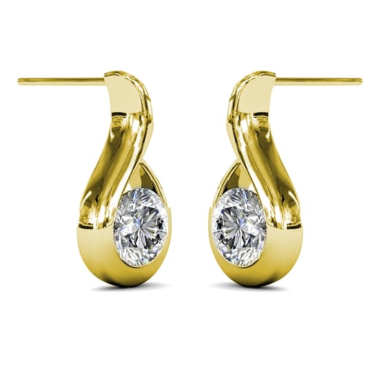 Vågiga örhängen - guld och kristall - Image 3