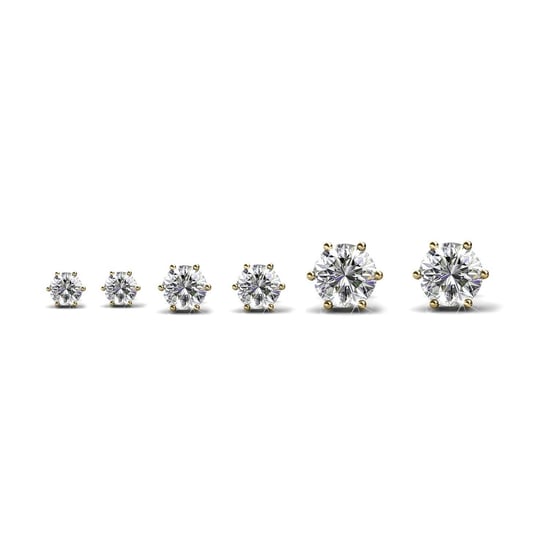 Solitaire oorbellen S, M, L - Goud en kristal - Image 1