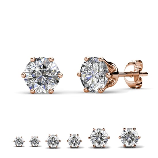 Solitaire L Earrings - Rose Gold and Crystal - Image 2
