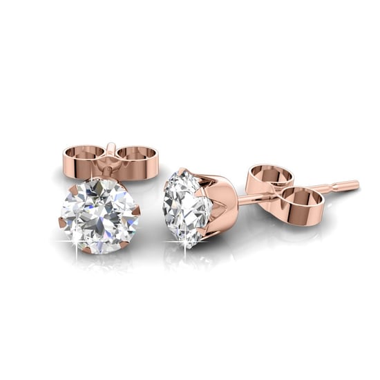 Solitaire L Earrings - Rose Gold and Crystal - Image 3
