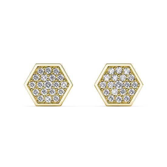 Hexagon oorbellen - goud en kristal - Image 3