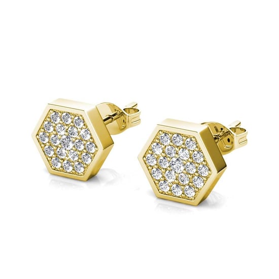 Hexagon oorbellen - goud en kristal - Image 4