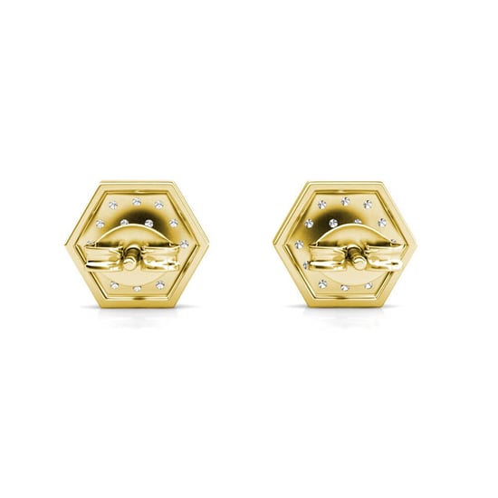Hexagon oorbellen - goud en kristal - Image 5