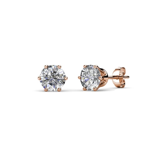 Solitaire S Earrings - Rose Gold and Crystal - Image 1
