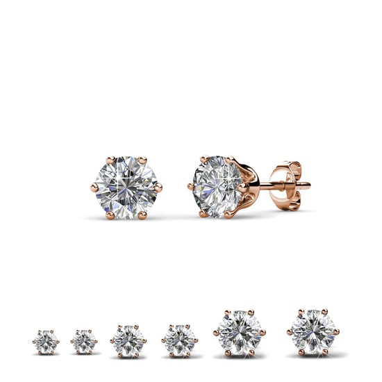 Solitaire S Earrings - Rose Gold and Crystal - Image 3